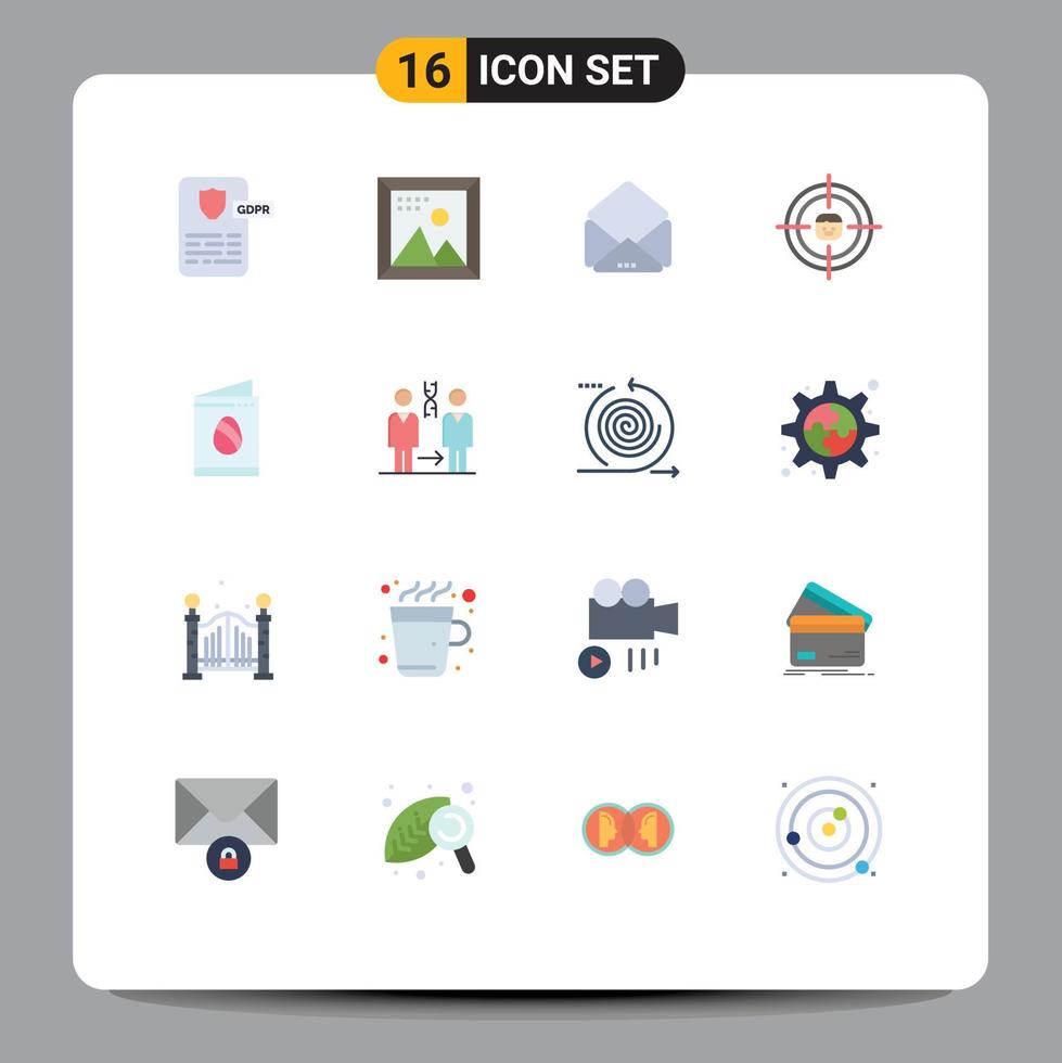 16 Universal Flat Color Signs Symbols of card research programing recruitment business Editable Pack of Creative Vector Design Elements