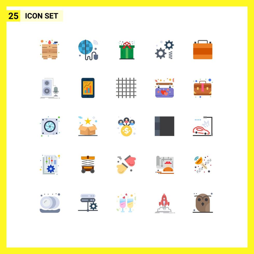 grupo de 25 signos y símbolos de colores planos para la caja de la tienda de ropa accesorios de regalo elementos de diseño vectorial editables de ingeniería vector