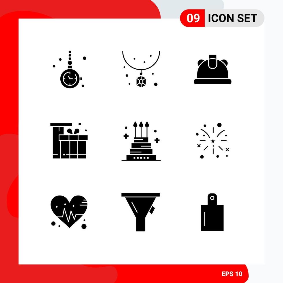 9 iconos creativos signos y símbolos modernos de pastel eid collar paquete regalo elementos de diseño vectorial editables vector