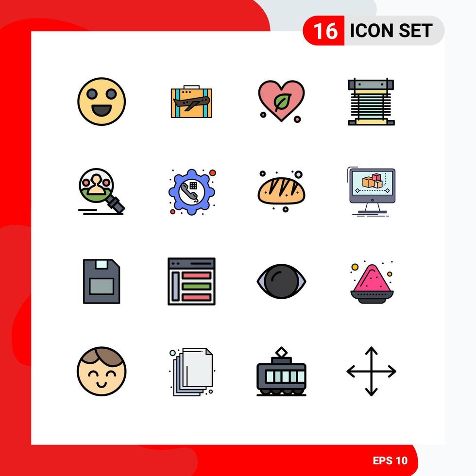 16 Universal Flat Color Filled Line Signs Symbols of cpu cooler portfolio computer world Editable Creative Vector Design Elements