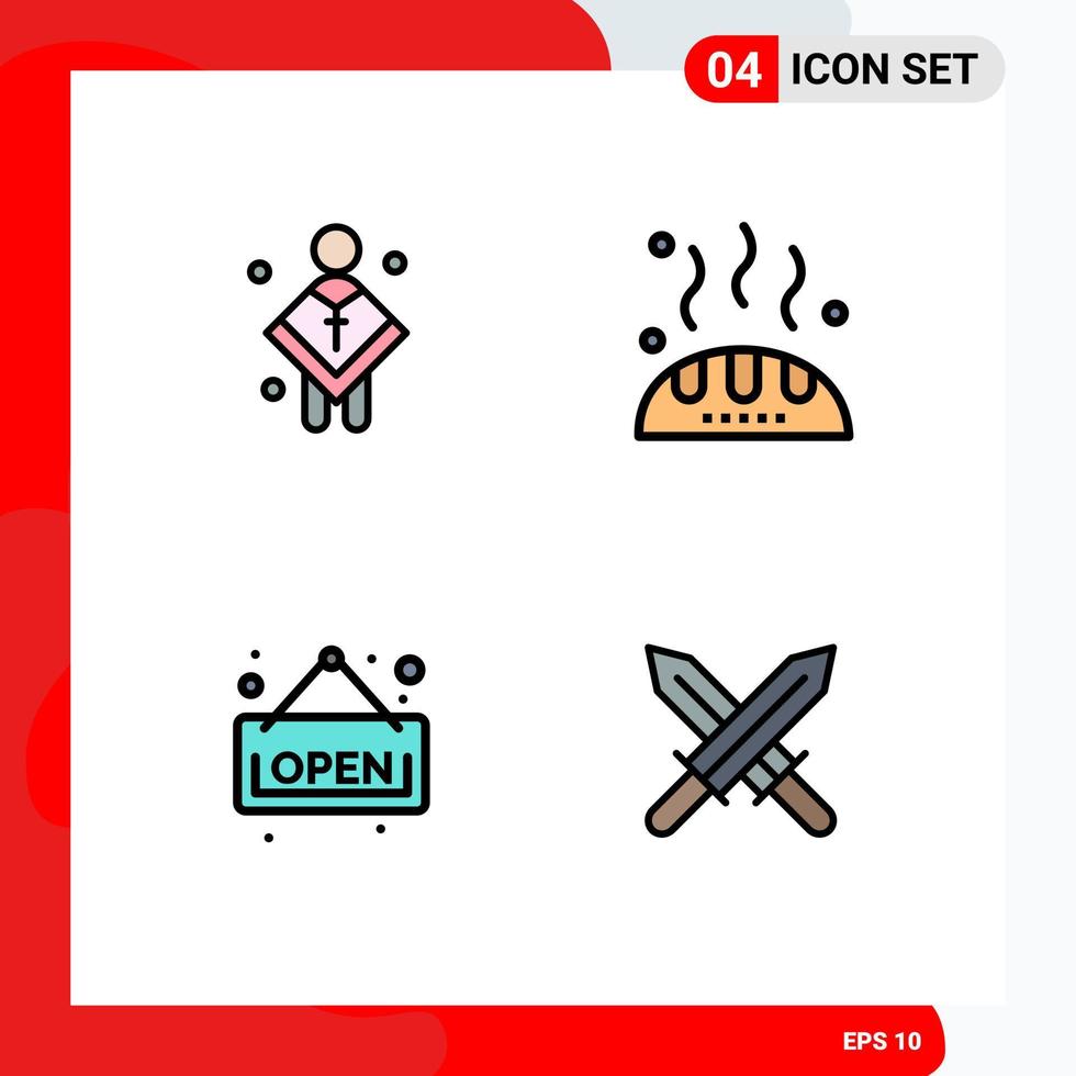 4 Filledline Flat Color concept for Websites Mobile and Apps christian open man thanks shop Editable Vector Design Elements
