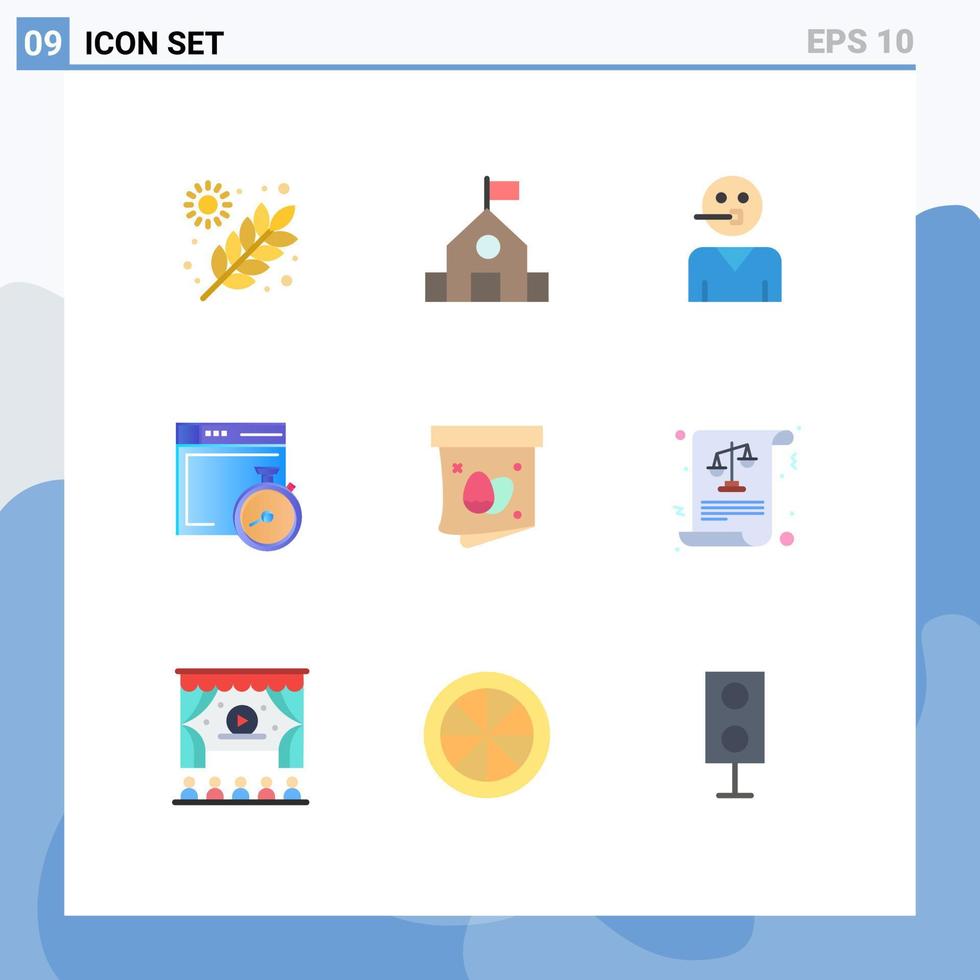 Modern Set of 9 Flat Colors Pictograph of egg compass avatar brower supporter Editable Vector Design Elements