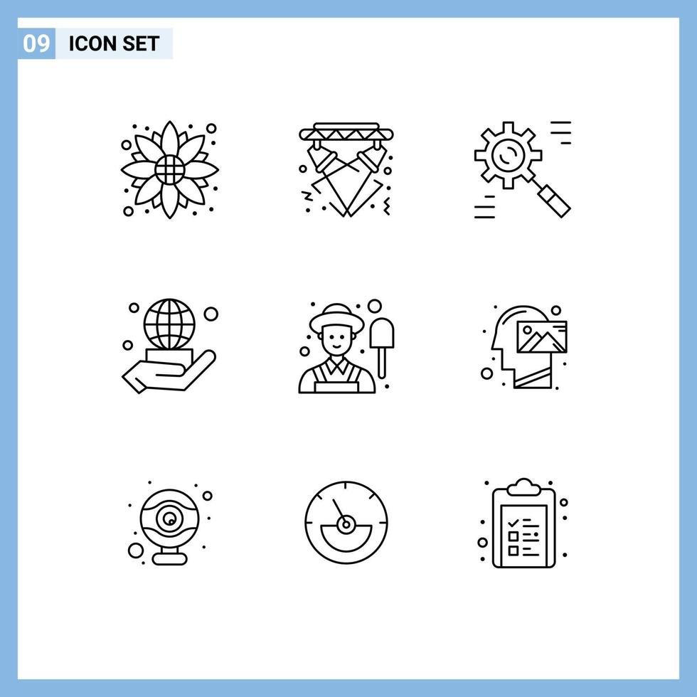 paquete de iconos de vectores de stock de 9 signos y símbolos de línea para eventos mundiales de red elementos de diseño de vectores editables efectivos a mano