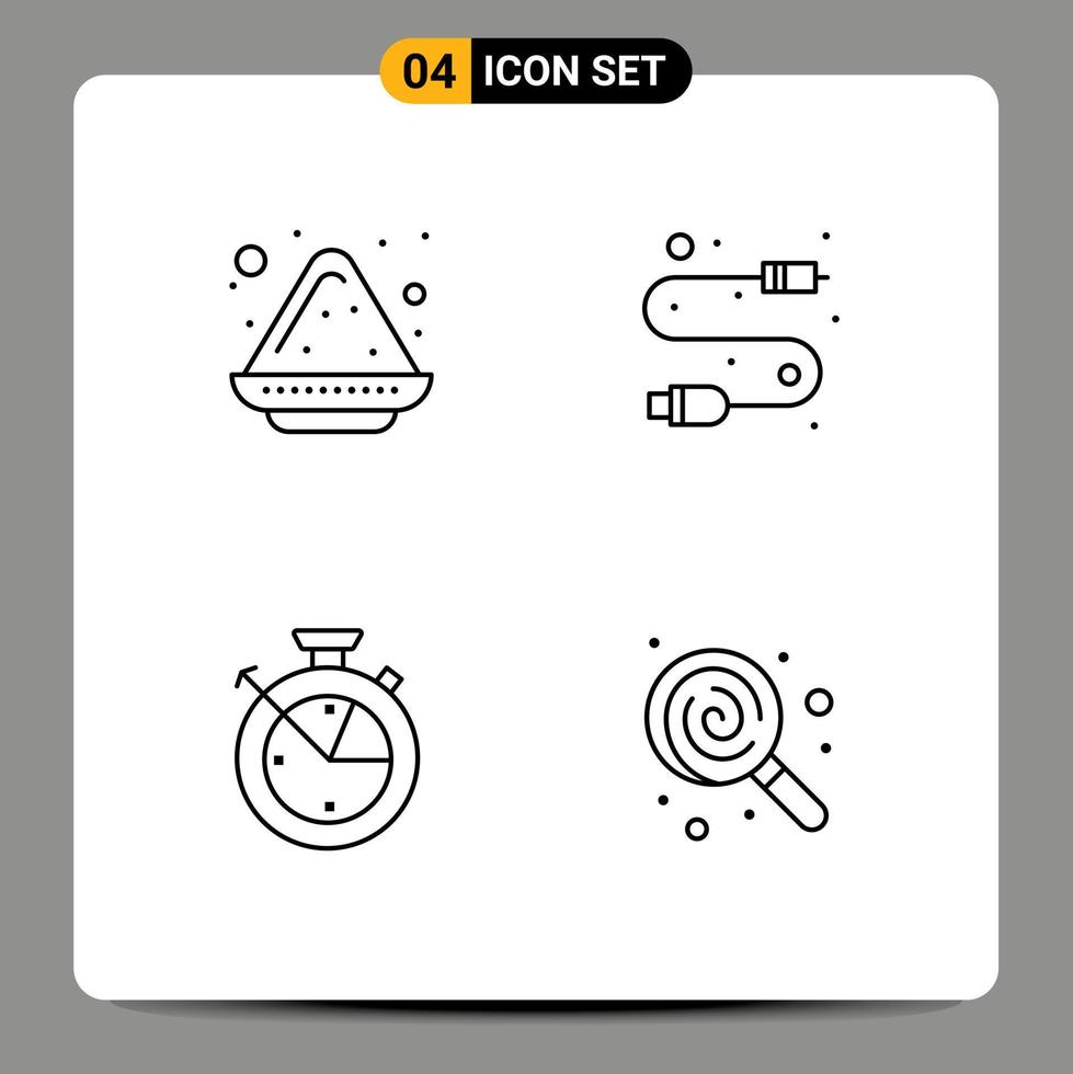 4 User Interface Line Pack of modern Signs and Symbols of color plate time powder usb data scince Editable Vector Design Elements