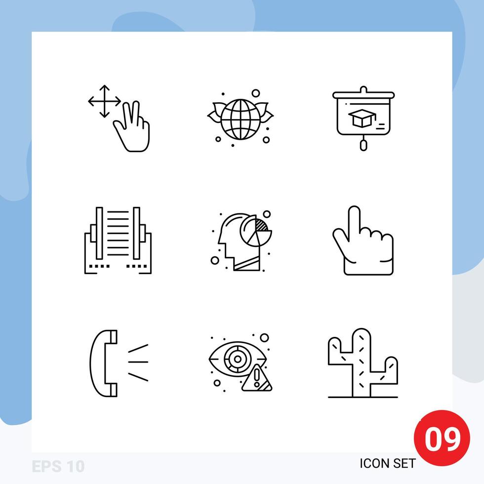 9 Thematic Vector Outlines and Editable Symbols of graph transfer education digital connection Editable Vector Design Elements