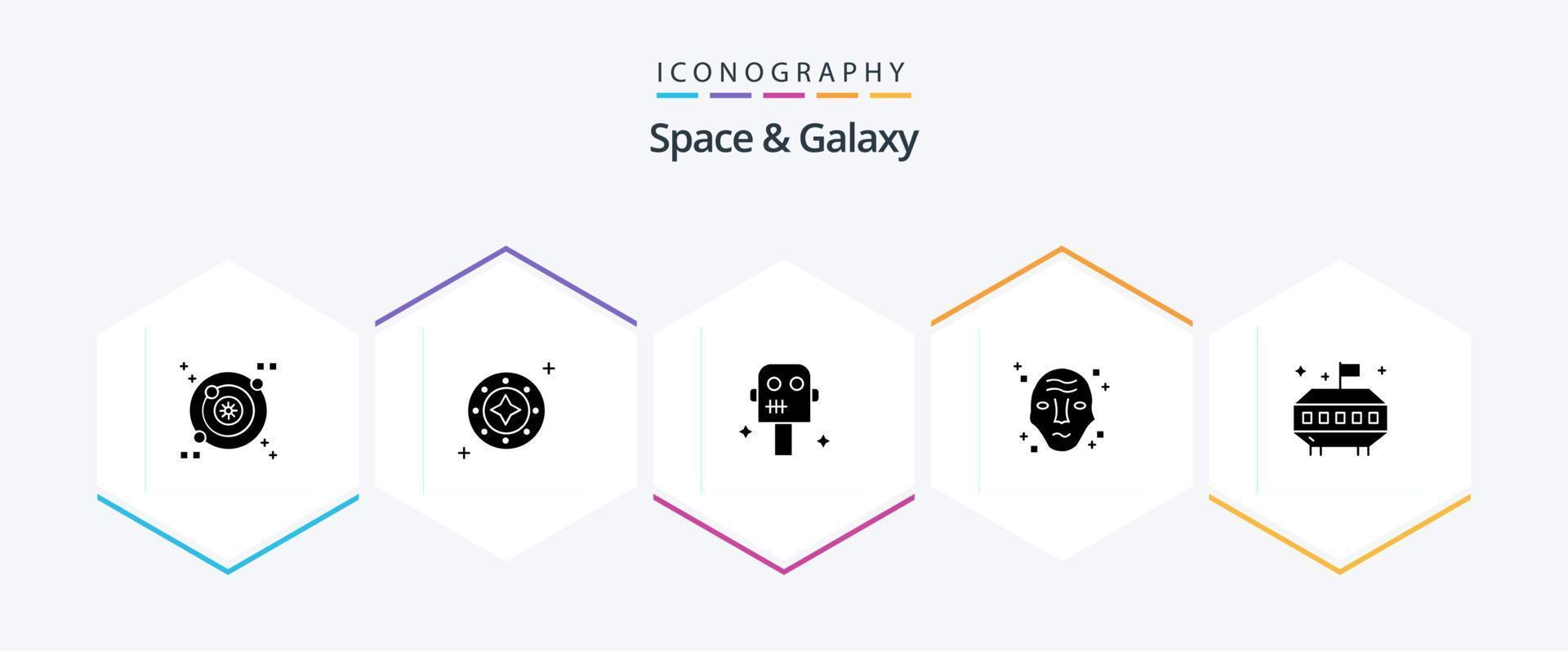 Space And Galaxy 25 Glyph icon pack including astronomy. space. universe. science. alien vector