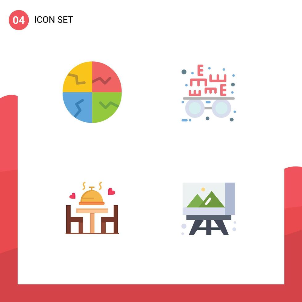 4 Thematic Vector Flat Icons and Editable Symbols of dry skin love skin optometrist plate Editable Vector Design Elements