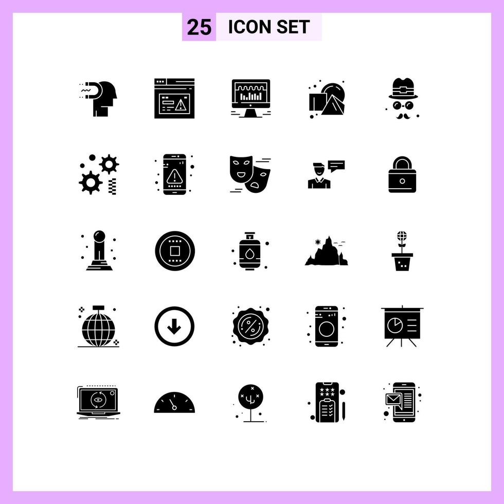 Universal Icon Symbols Group of 25 Modern Solid Glyphs of squares geometrical website cube beat Editable Vector Design Elements