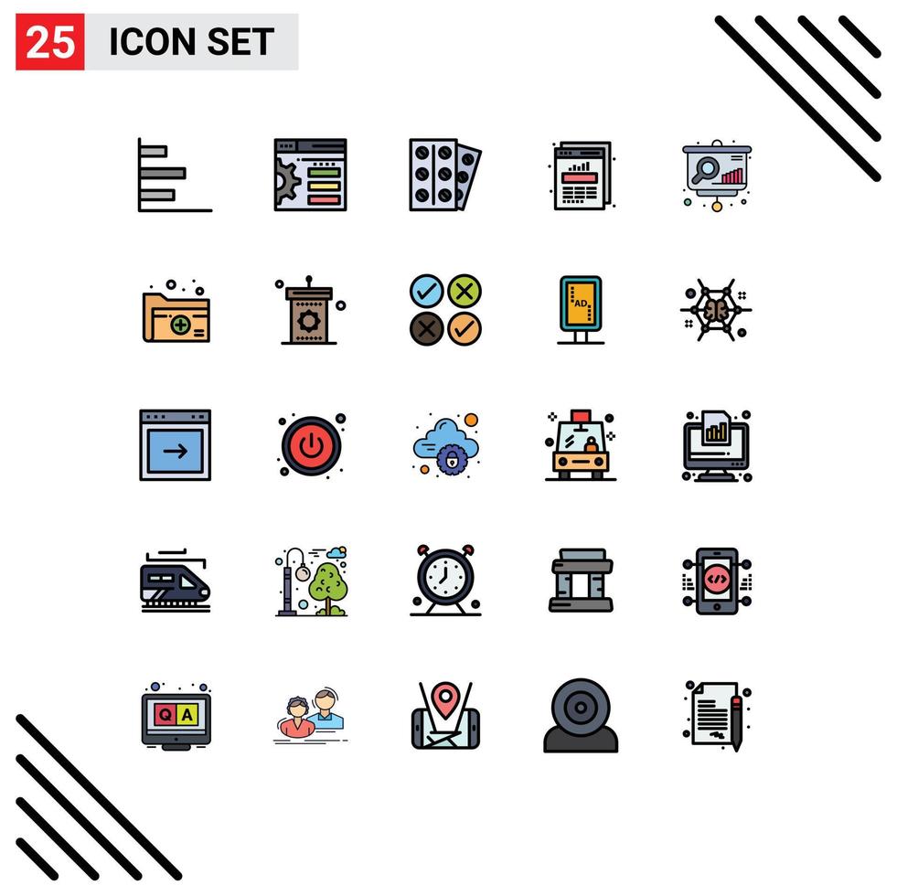 Stock Vector Icon Pack of 25 Line Signs and Symbols for presentation analytics medicine web stats data Editable Vector Design Elements