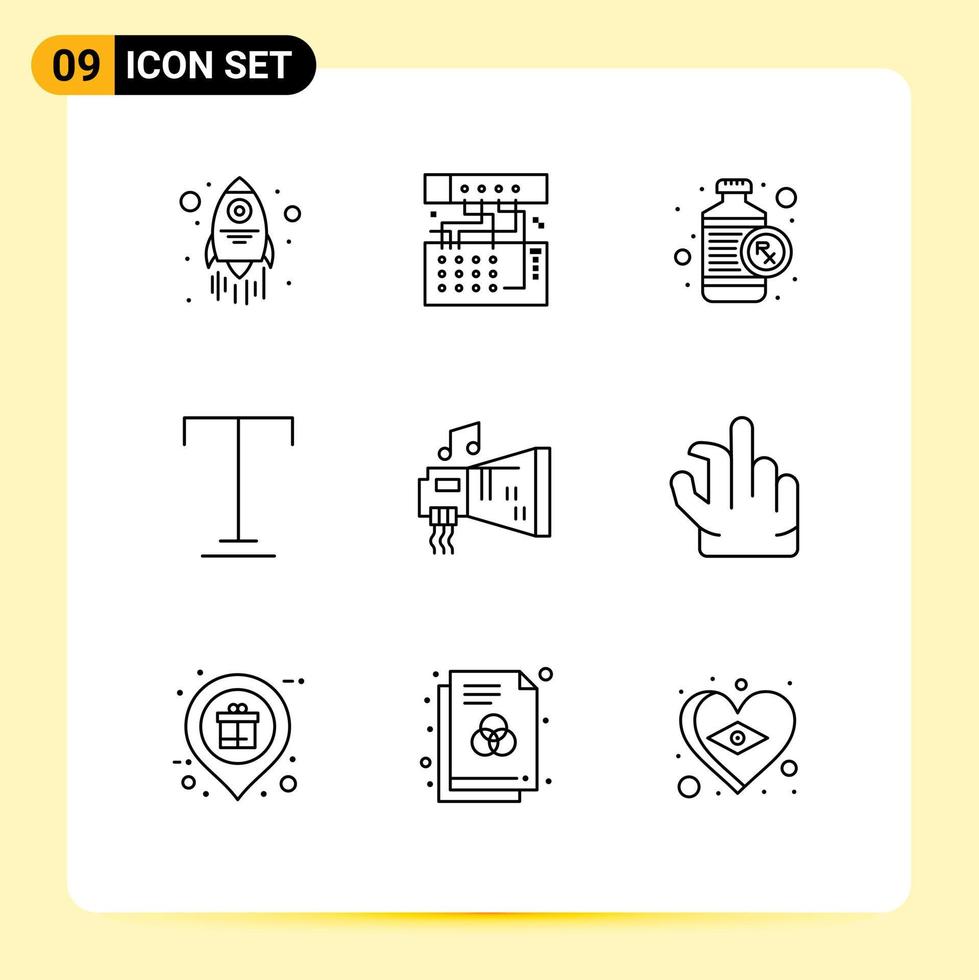 Universal Icon Symbols Group of 9 Modern Outlines of device audio bottle underline font Editable Vector Design Elements