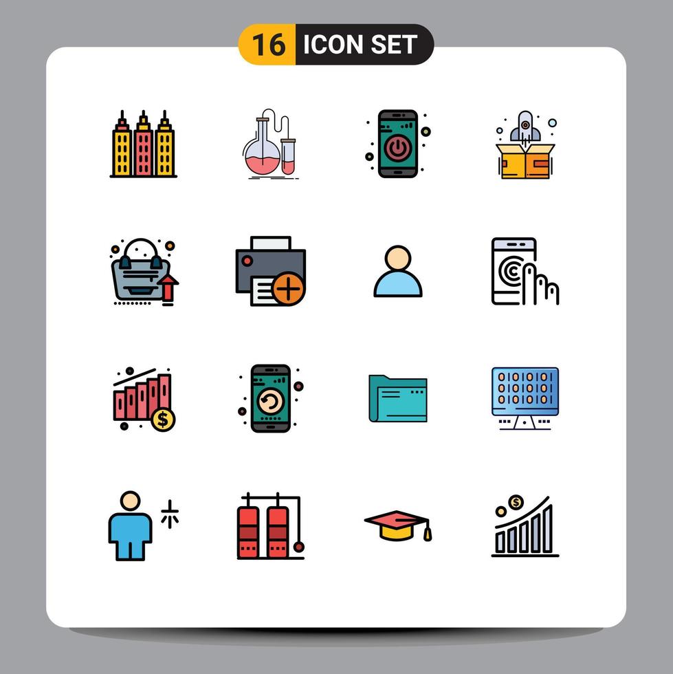 Set of 16 Modern UI Icons Symbols Signs for bag grow up app up rocket Editable Creative Vector Design Elements