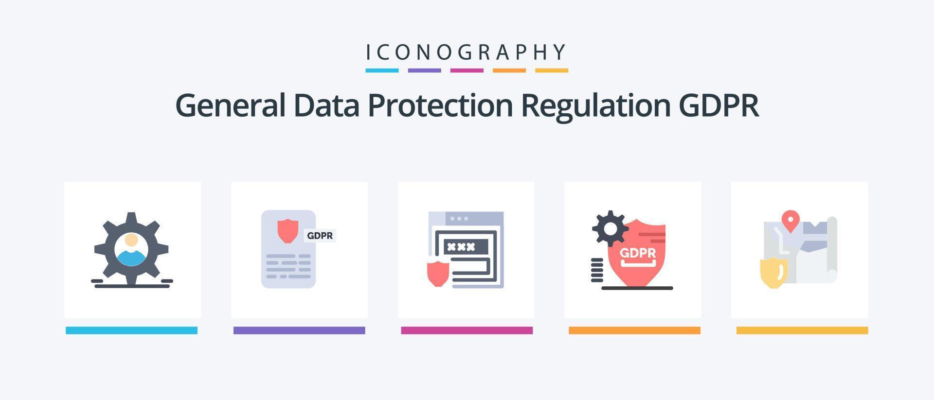 Gdpr Flat 5 Icon Pack Including gdpr. secure. gdpr. protection. gdpr. Creative Icons Design vector