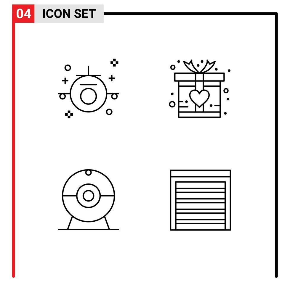 paquete de 4 signos y símbolos de colores planos de línea de relleno modernos para medios de impresión web, como cada dispositivo que viaja en la ciudad actual, elementos de diseño vectorial editables vector