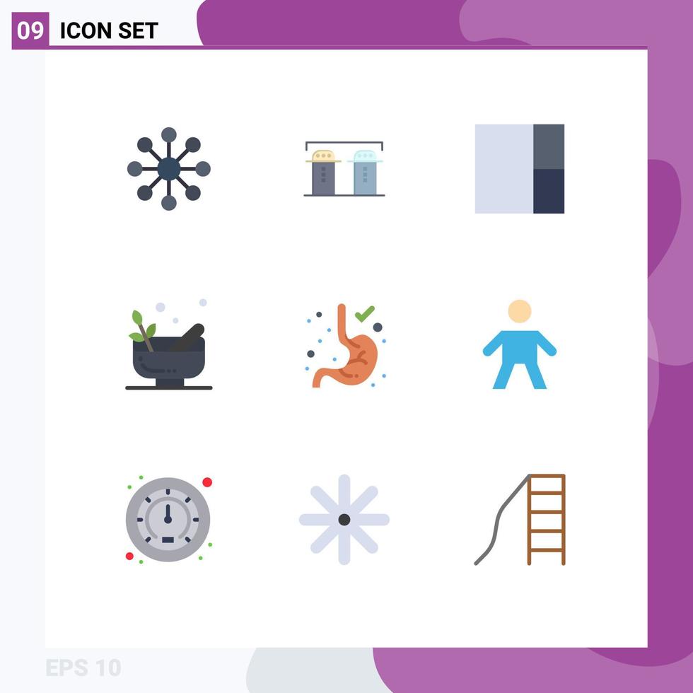 9 Flat Color concept for Websites Mobile and Apps kid stomach layout gastroenterology spa Editable Vector Design Elements