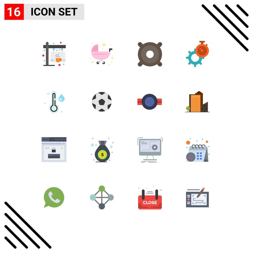 Set of 16 Modern UI Icons Symbols Signs for rain setting trolley gear timer Editable Pack of Creative Vector Design Elements