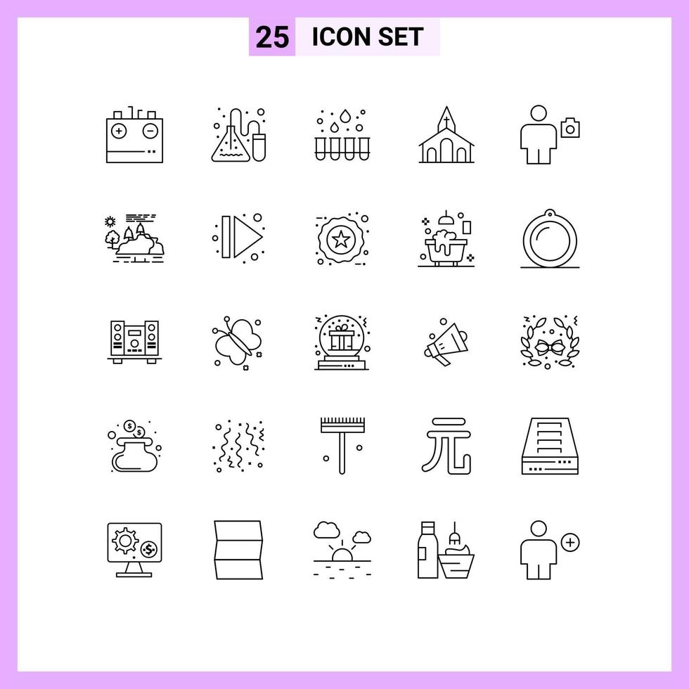 Line Pack of 25 Universal Symbols of avatar cross lab christian church Editable Vector Design Elements