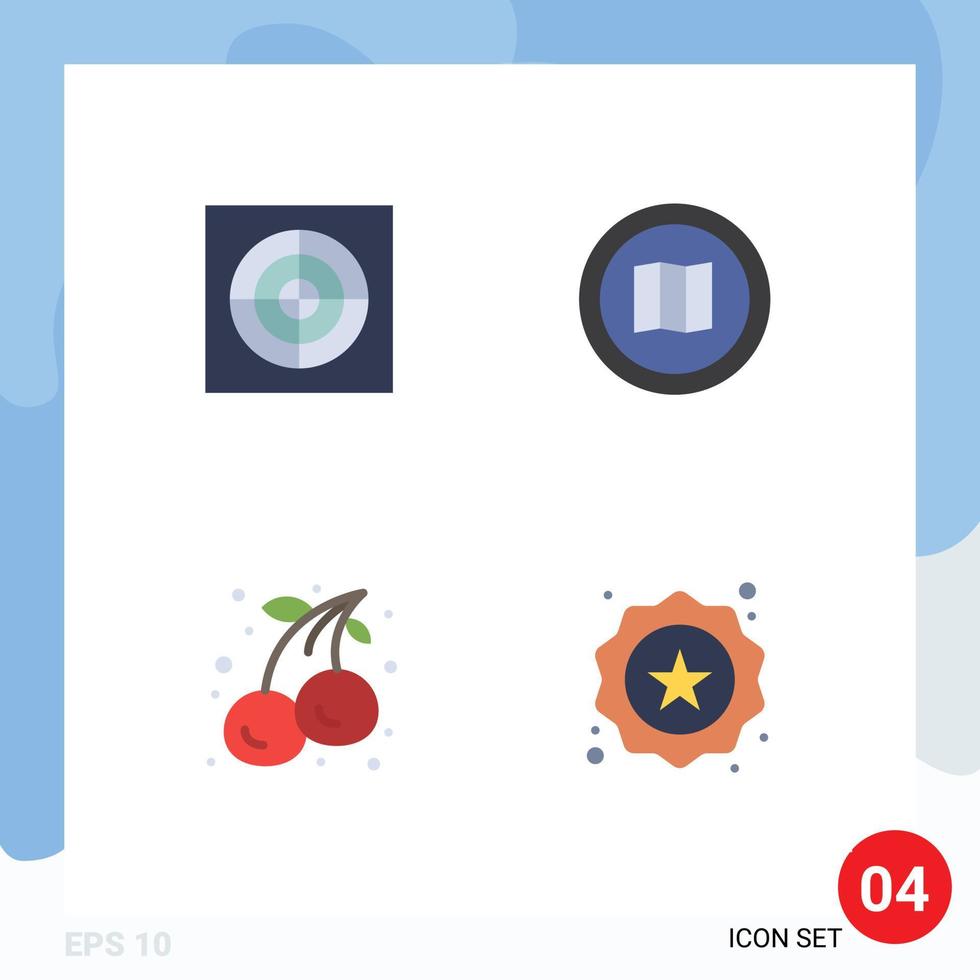 4 Thematic Vector Flat Icons and Editable Symbols of bathroom cherry find mapquest fruit Editable Vector Design Elements
