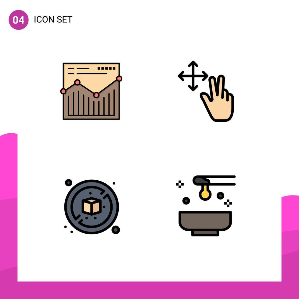 Set of 4 Modern UI Icons Symbols Signs for analysis box report hold honey Editable Vector Design Elements