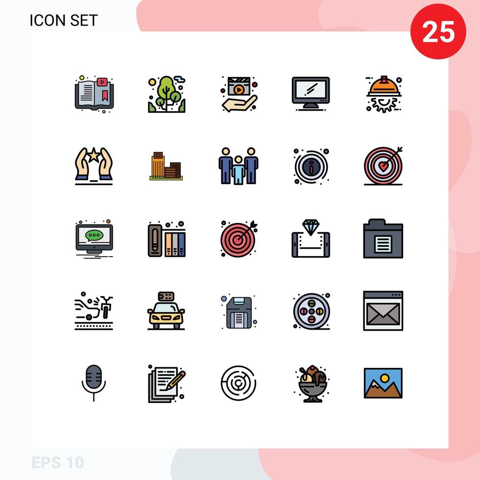 Stock Vector Icon Pack of 25 Line Signs and Symbols for automation imac film device computer Editable Vector Design Elements