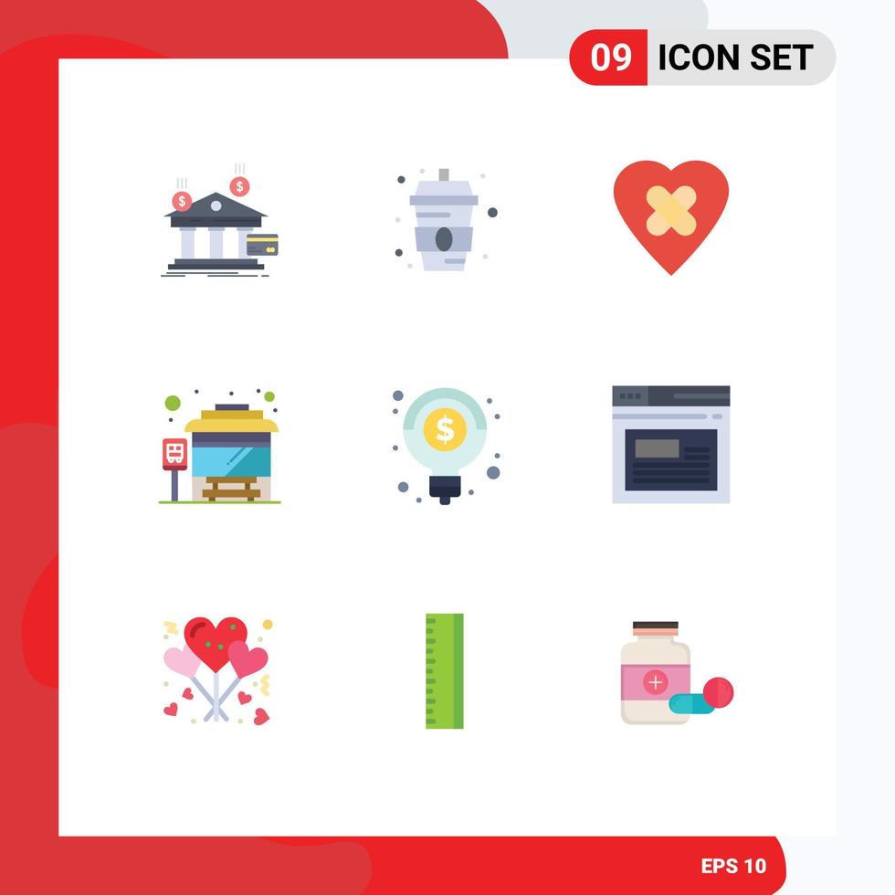 9 Creative Icons Modern Signs and Symbols of money creative water city bus terminal bus Editable Vector Design Elements