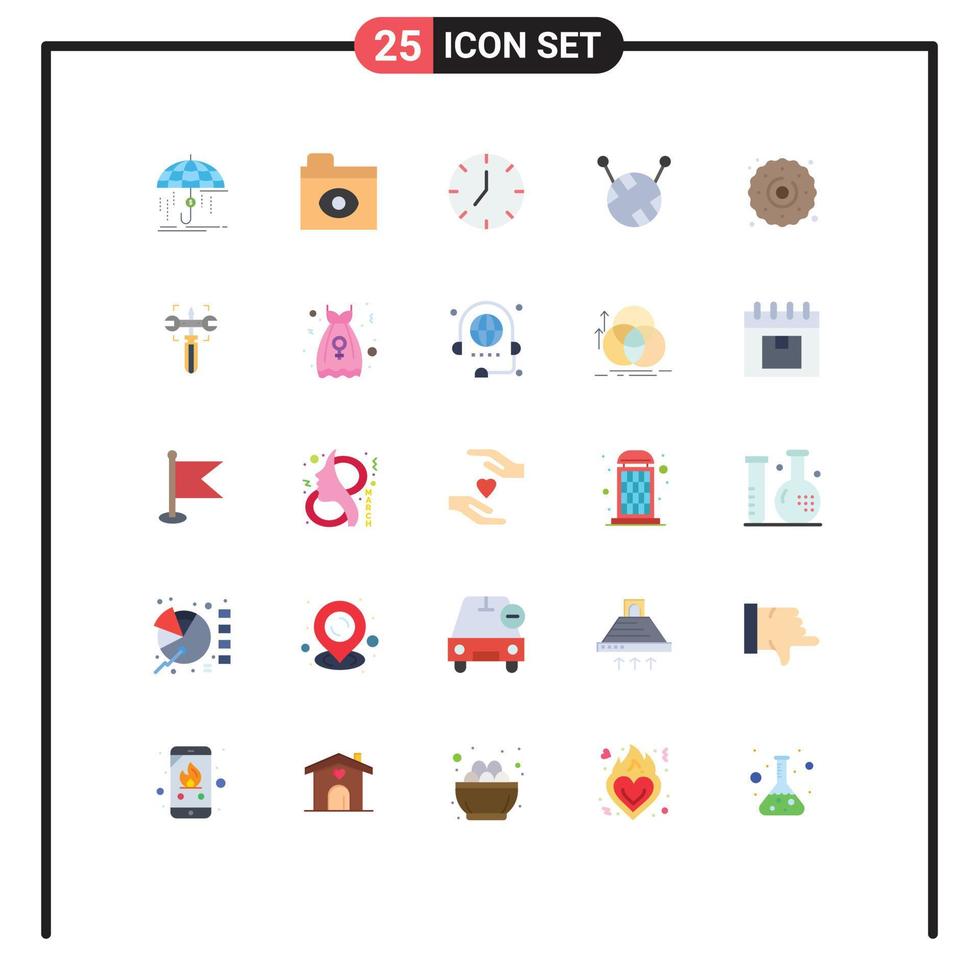 25 Creative Icons Modern Signs and Symbols of setting food clock dessert ball of wool Editable Vector Design Elements