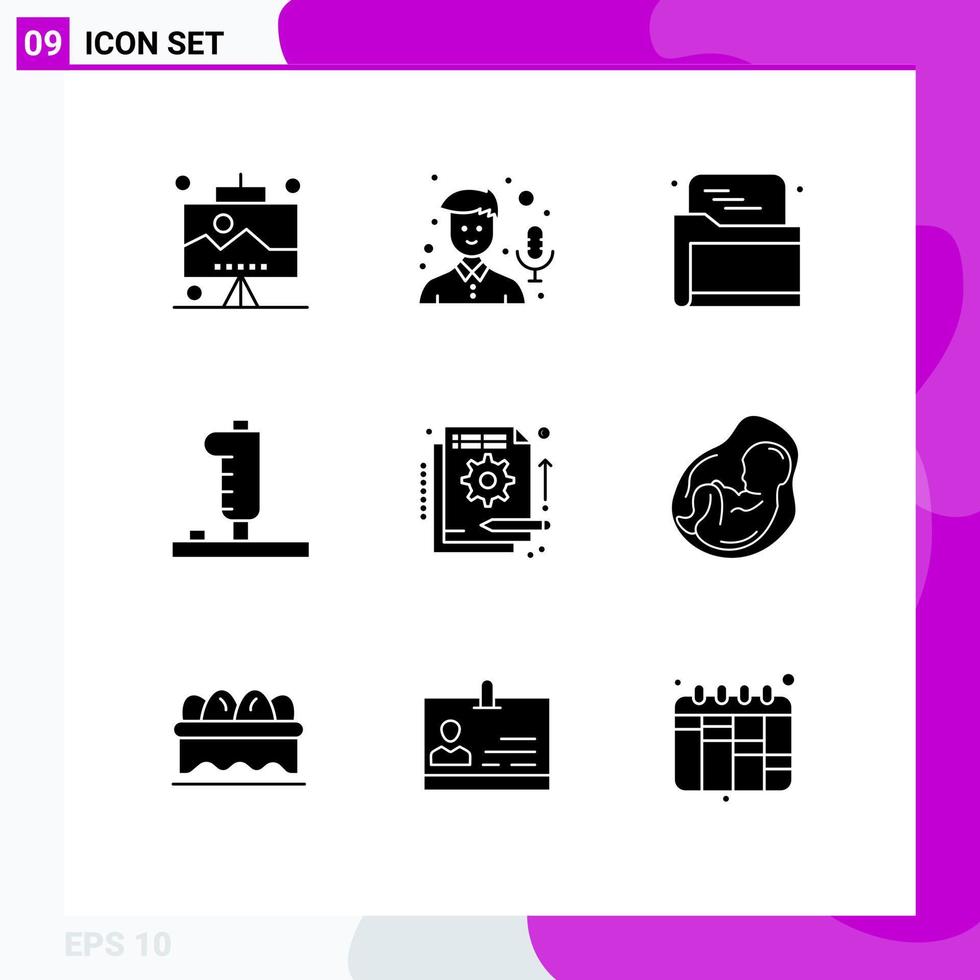 9 Thematic Vector Solid Glyphs and Editable Symbols of fund joystick seo game controller Editable Vector Design Elements