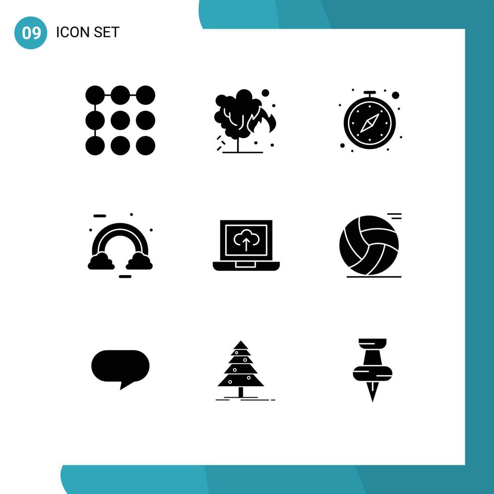 9 Solid Glyph concept for Websites Mobile and Apps upload irish stop watch ireland cloud Editable Vector Design Elements