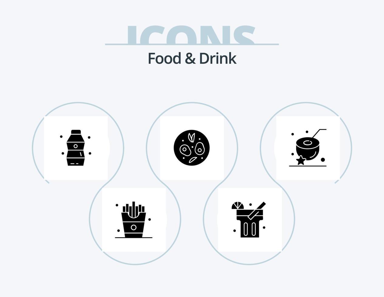 paquete de iconos de glifo de comida y bebida 5 diseño de iconos. . alimento. ensalada. agua vector