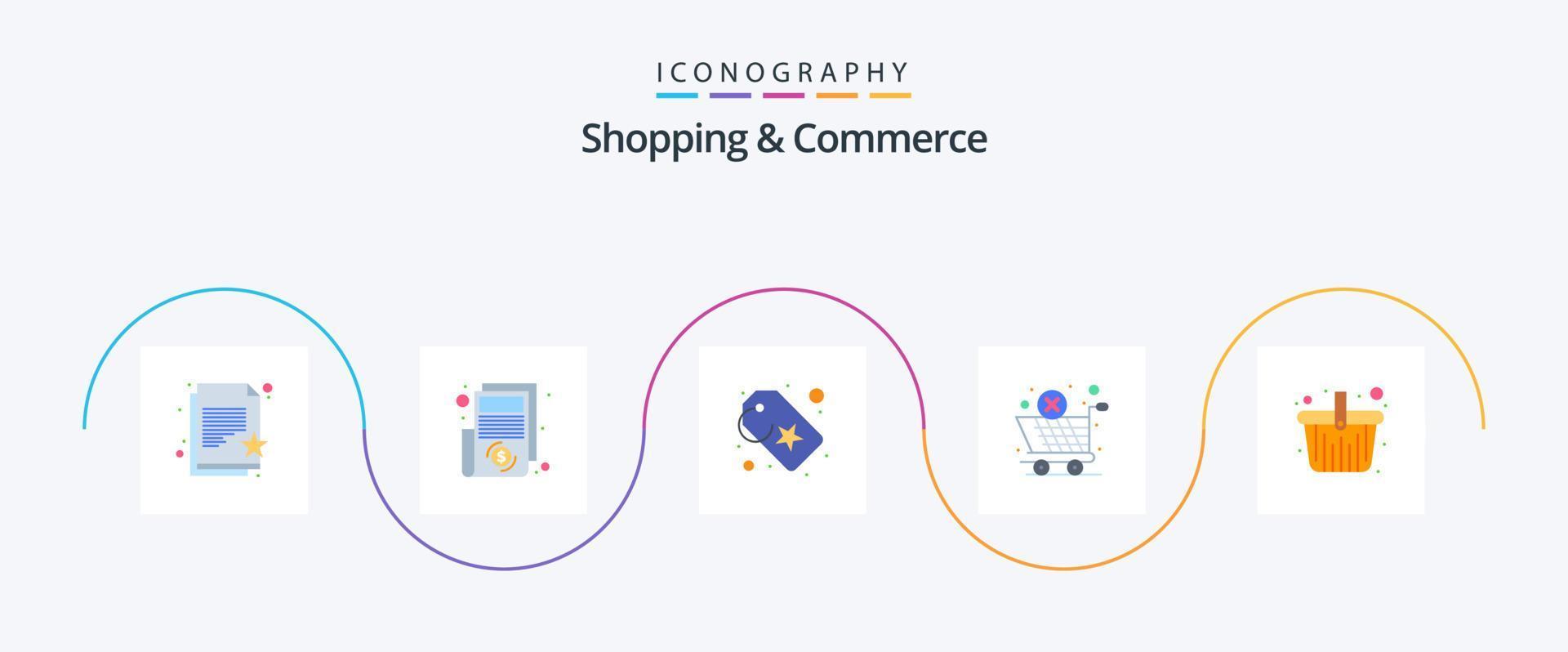 Shopping And Commerce Flat 5 Icon Pack Including hamper. cross cancel. price tag. global shipping. global delivery vector