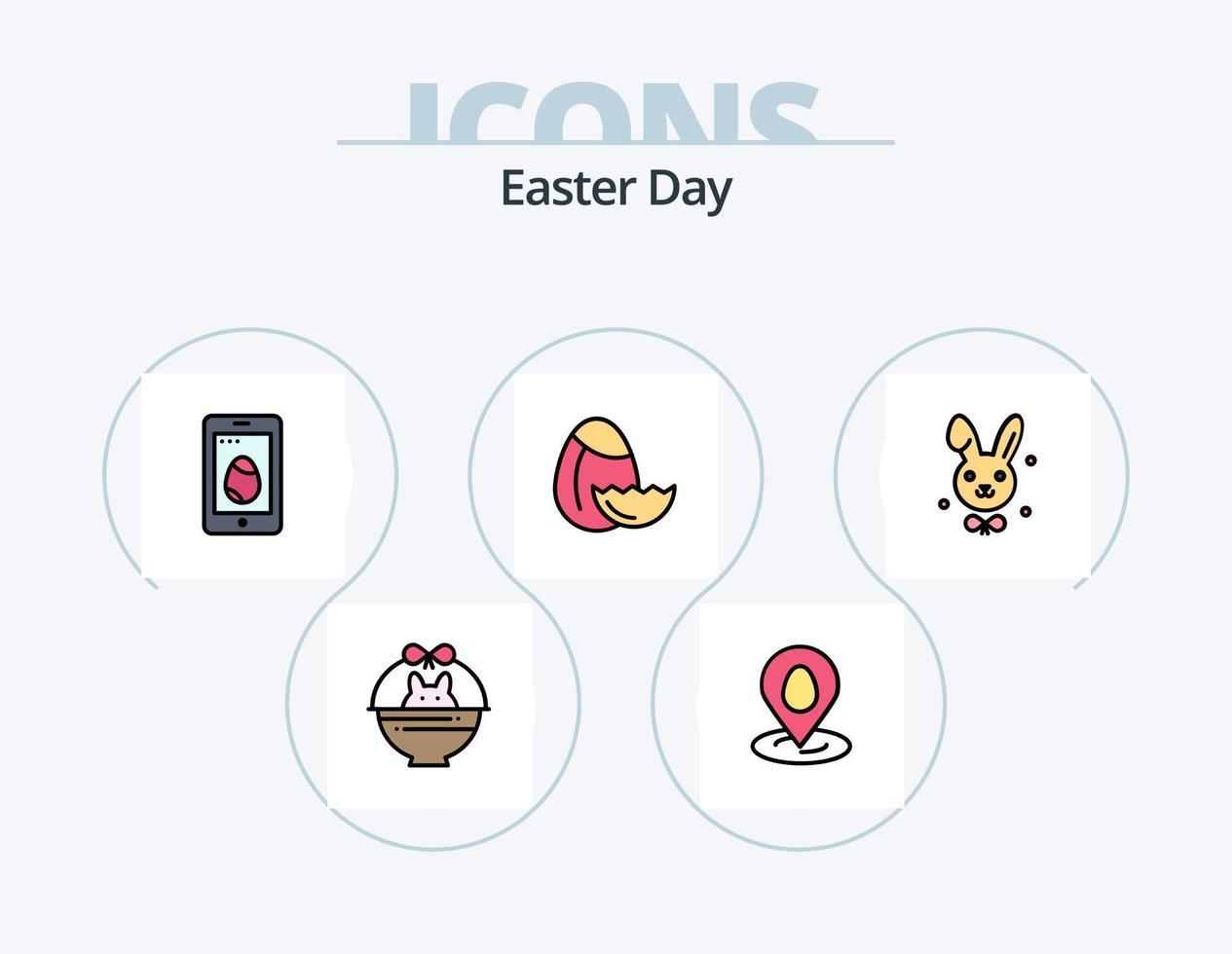 Easter Line Filled Icon Pack 5 Icon Design. mail. painting. ball. egg. brush vector