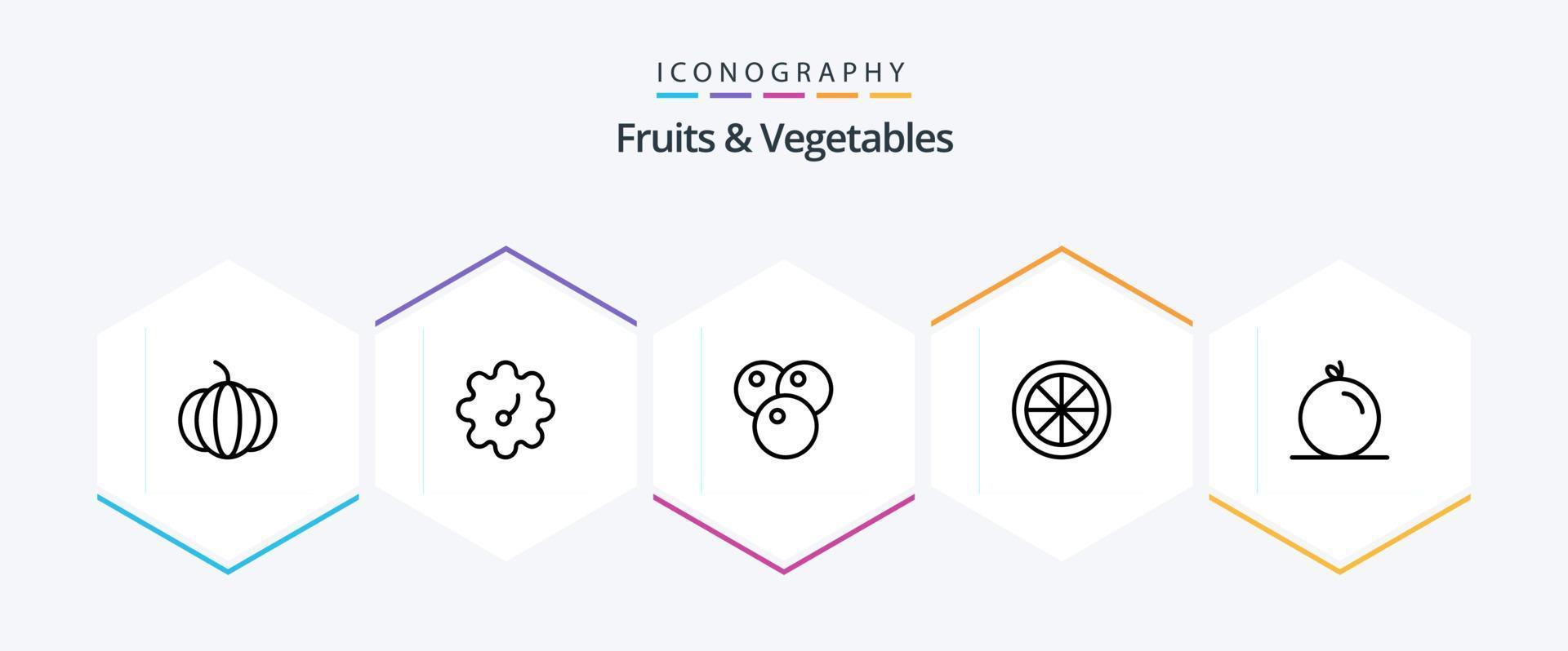 Fruits and Vegetables 25 Line icon pack including . fruit. . orange vector