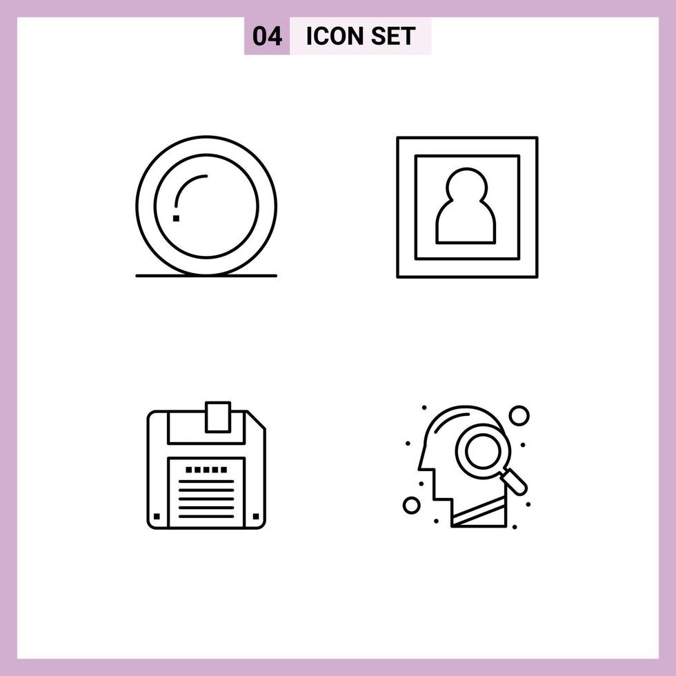 Modern Set of 4 Filledline Flat Colors and symbols such as plate diskette giving photography head Editable Vector Design Elements