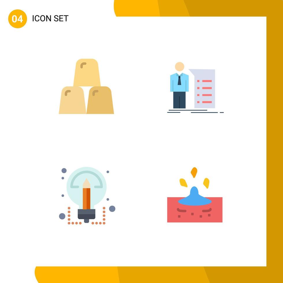 Group of 4 Modern Flat Icons Set for bars creative gold graph share Editable Vector Design Elements