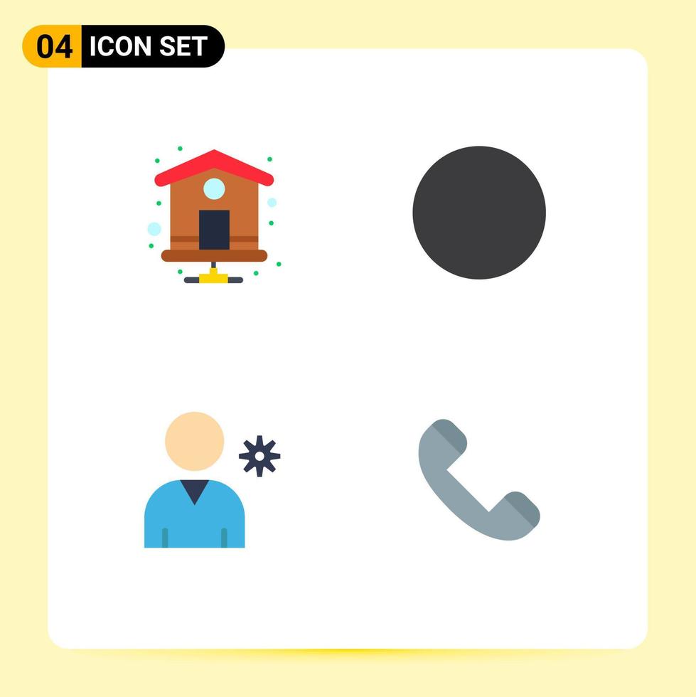 4 concepto de icono plano para sitios web móviles y aplicaciones controles de conexión de llamadas domésticas elementos de diseño de vectores editables del teléfono