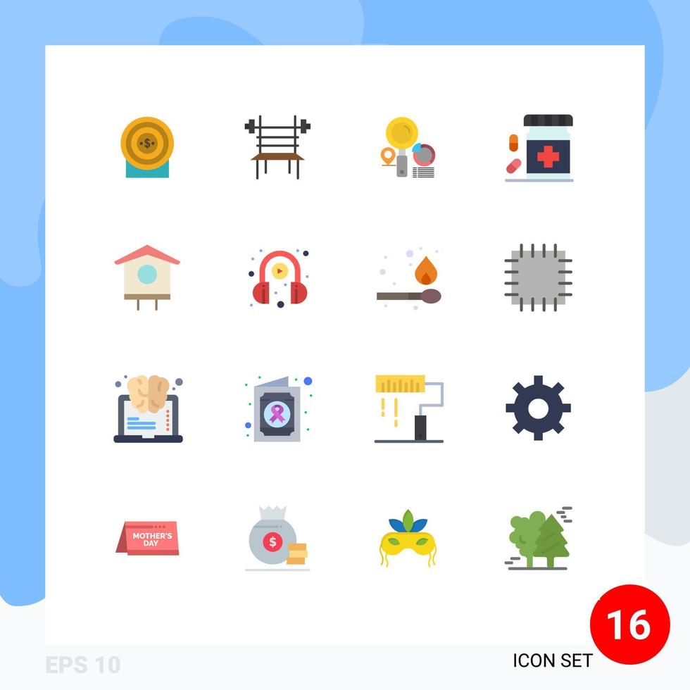 Modern Set of 16 Flat Colors Pictograph of form drugs machine disease graph Editable Pack of Creative Vector Design Elements
