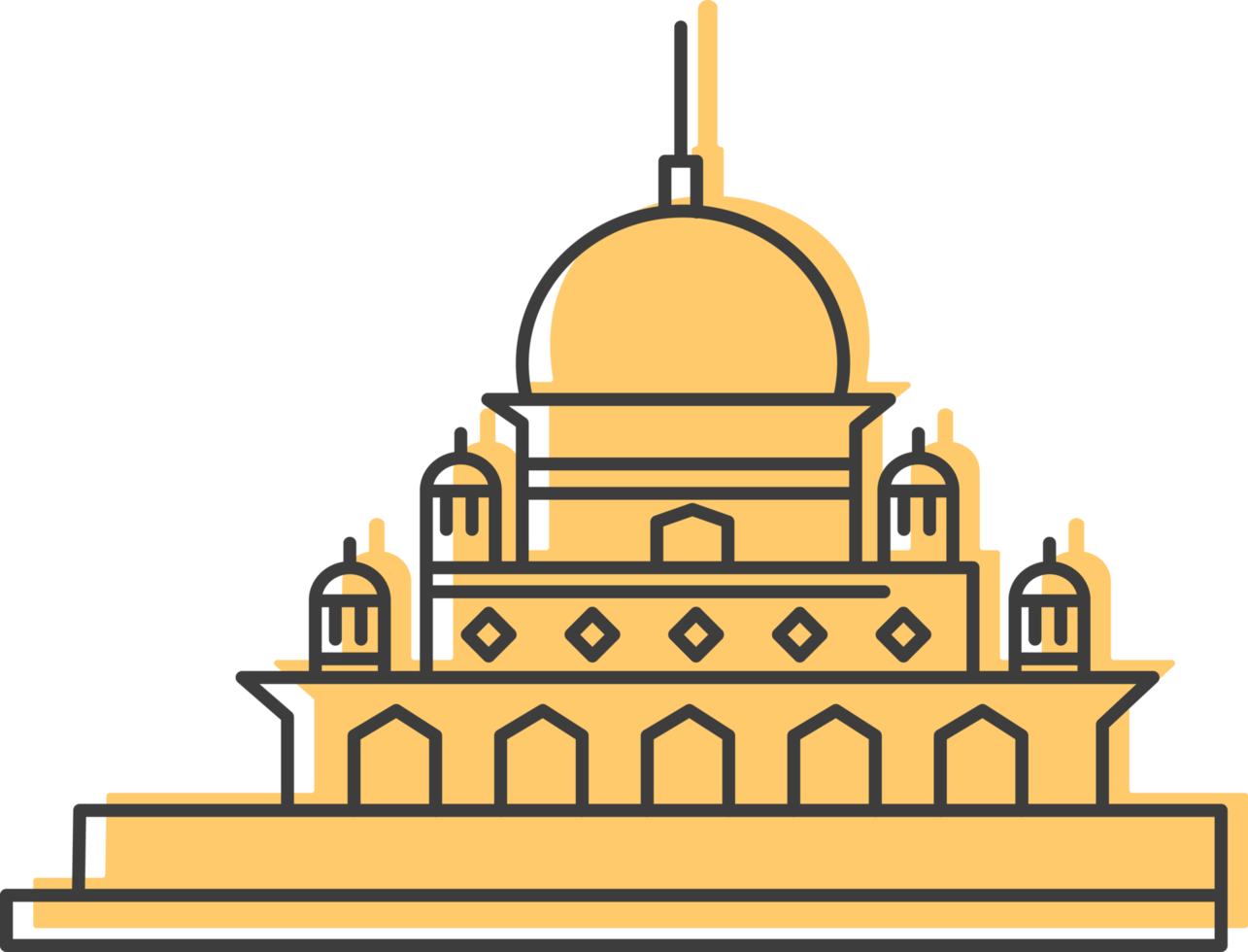 icono de la mezquita de putra, icono plano de malasia. png