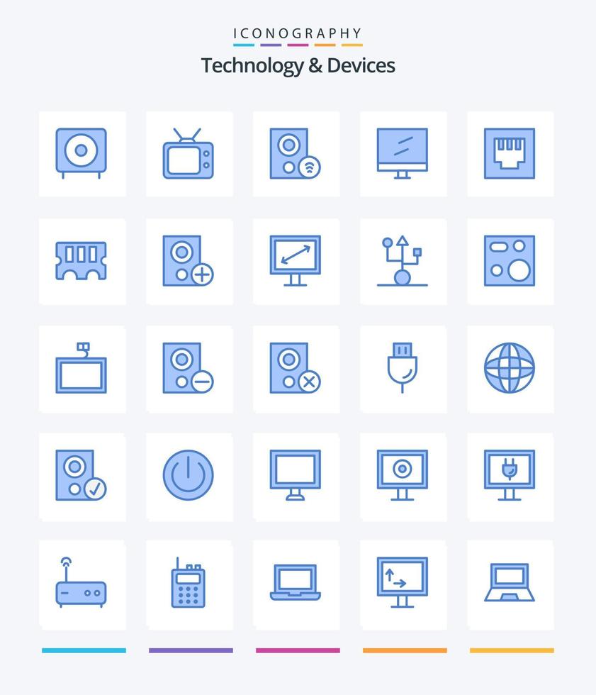 Creative Devices 25 Blue icon pack  Such As port. mac. computers. display. signal vector