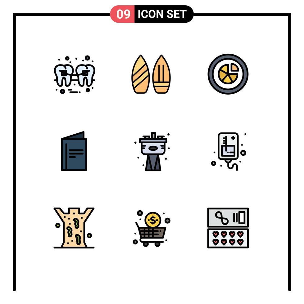 Universal Icon Symbols Group of 9 Modern Filledline Flat Colors of advertisement card winter menu pie Editable Vector Design Elements