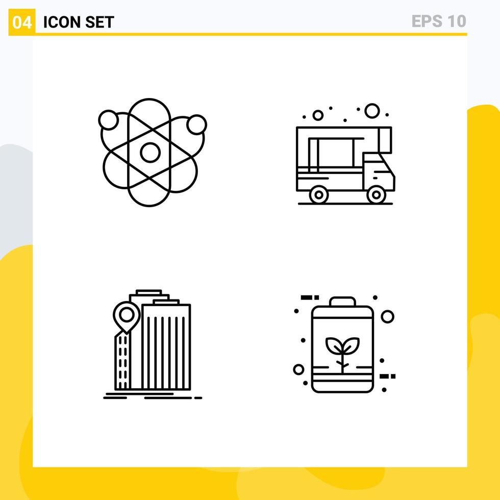 Modern Set of 4 Filledline Flat Colors Pictograph of atom building science doodle government Editable Vector Design Elements