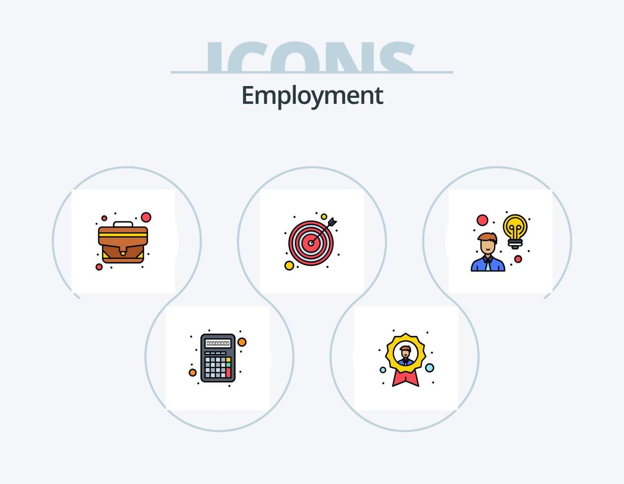 Employment Line Filled Icon Pack 5 Icon Design. . target. professional growth. strategy. spaceship vector