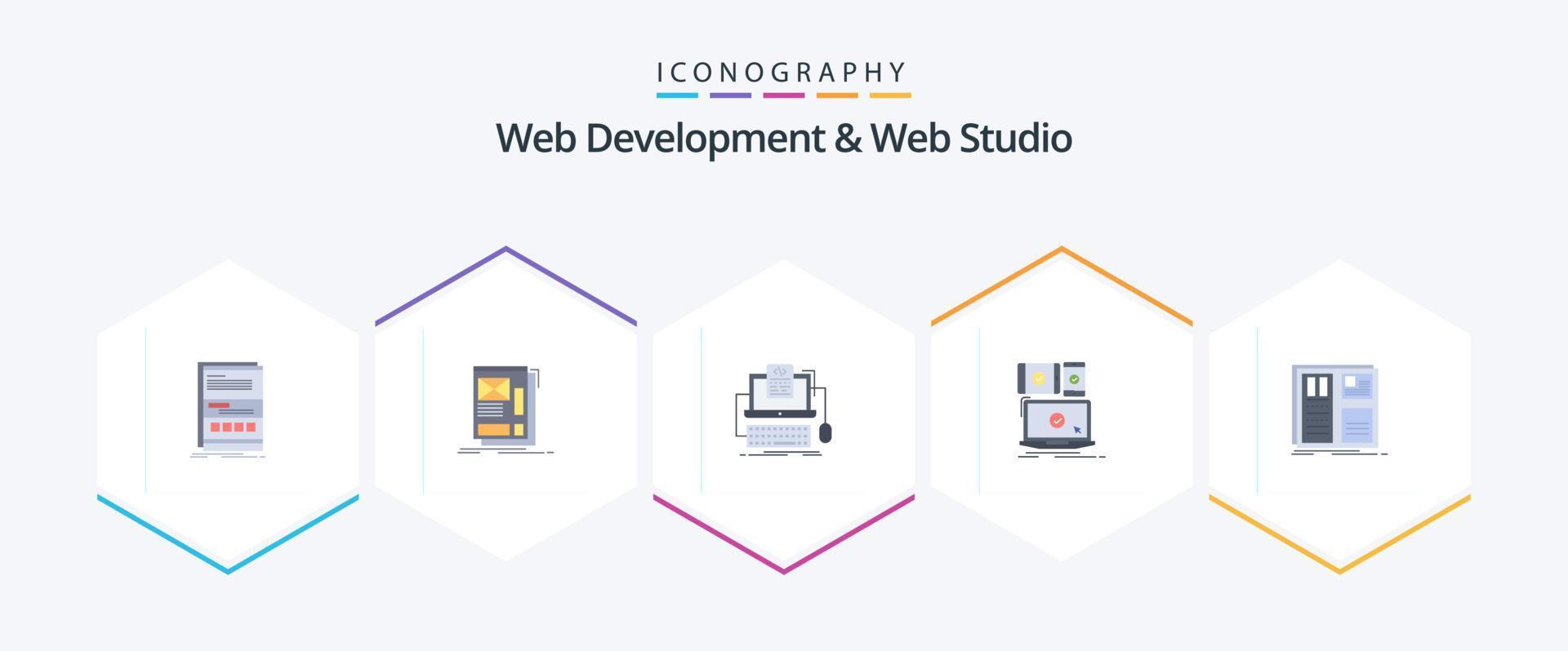 Web Development And Web Studio 25 Flat icon pack including mobile. computer. layout. screen. computer vector