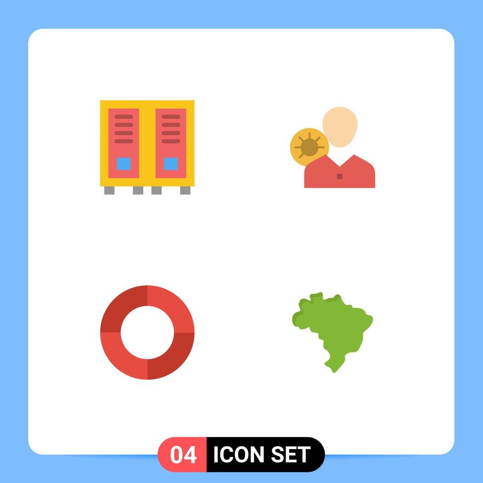 Set of 4 Commercial Flat Icons pack for education profile reading gear chart Editable Vector Design Elements