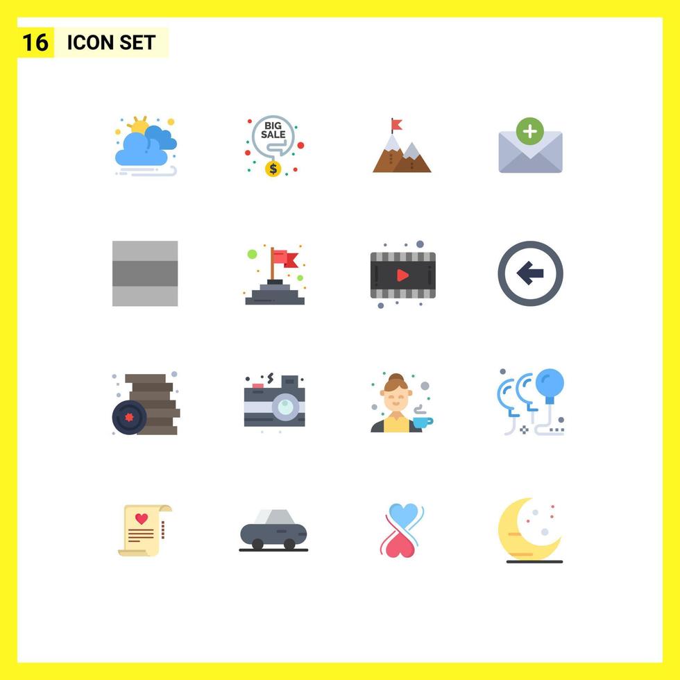 Universal Icon Symbols Group of 16 Modern Flat Colors of grid chat achievement medical mountain Editable Pack of Creative Vector Design Elements