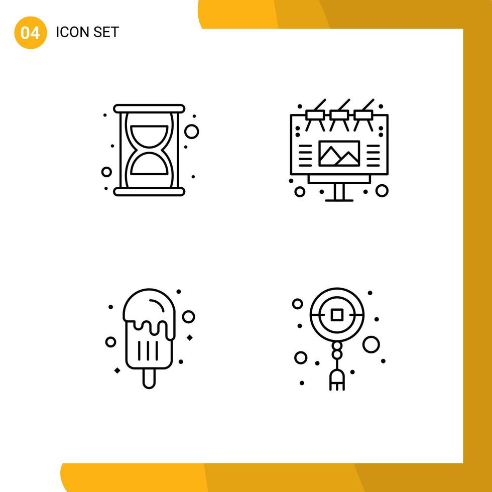 Mobile Interface Line Set of 4 Pictograms of efficiency ice cream ad outdoor chinese Editable Vector Design Elements