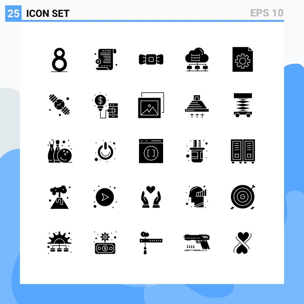 conjunto de 25 iconos de interfaz de usuario modernos signos de símbolos para elementos de diseño de vectores editables en la nube de documentos de red de archivos de tiempo familiar