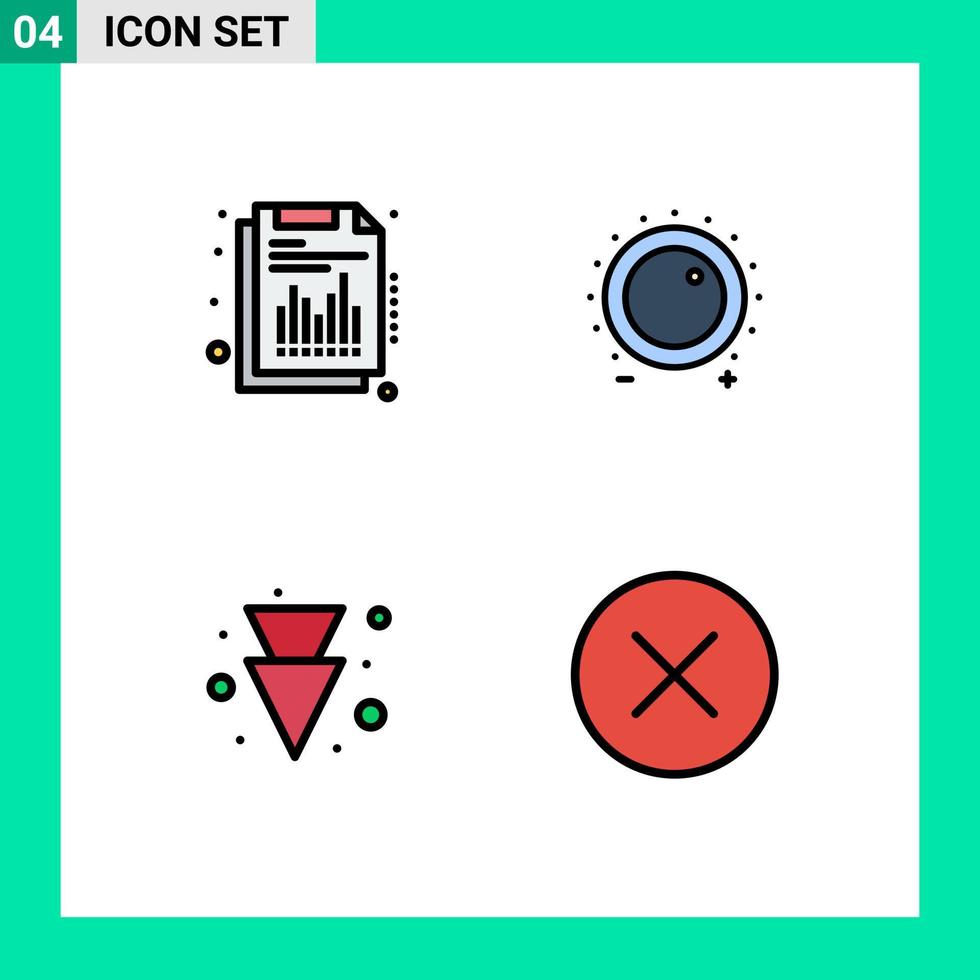 Mobile Interface Filledline Flat Color Set of 4 Pictograms of annual arrow report gain full Editable Vector Design Elements
