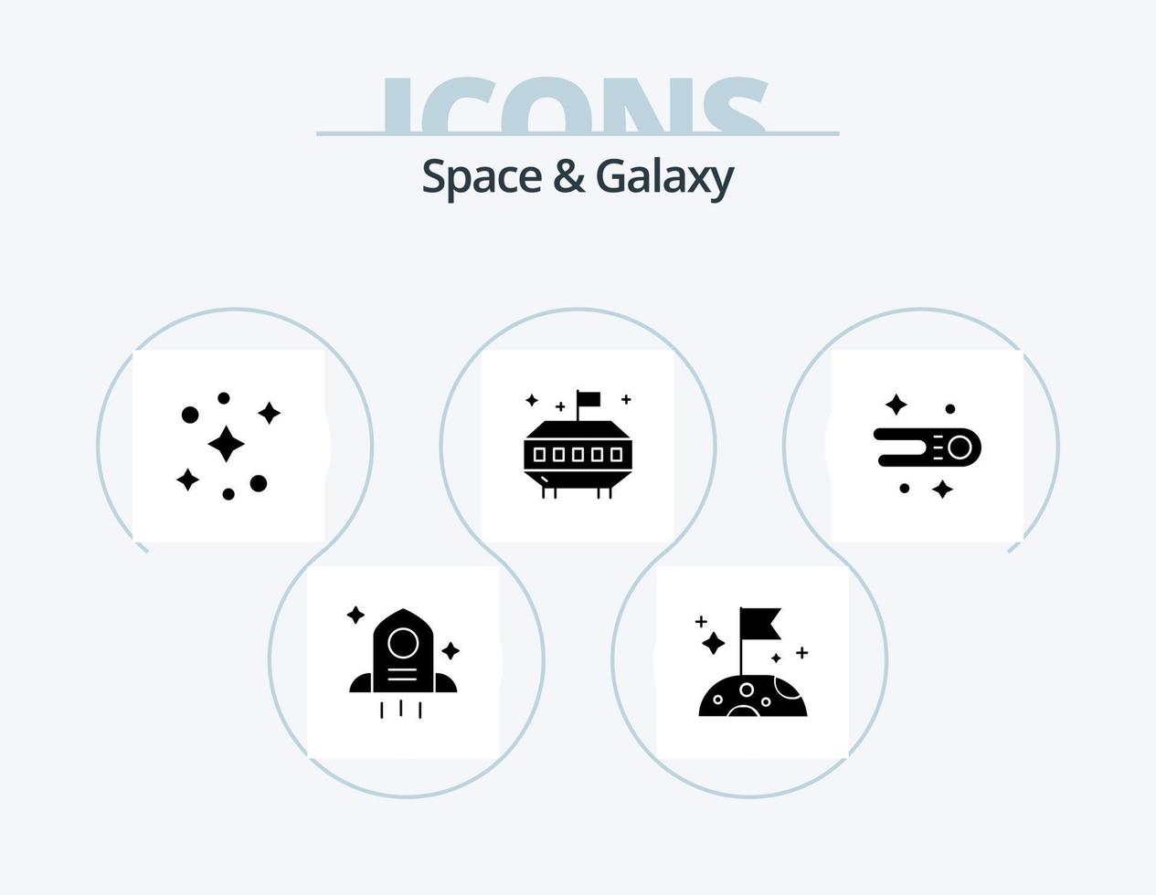 espacio y galaxia glifo icon pack 5 diseño de iconos. . . estrellas. espacio. astronomía vector