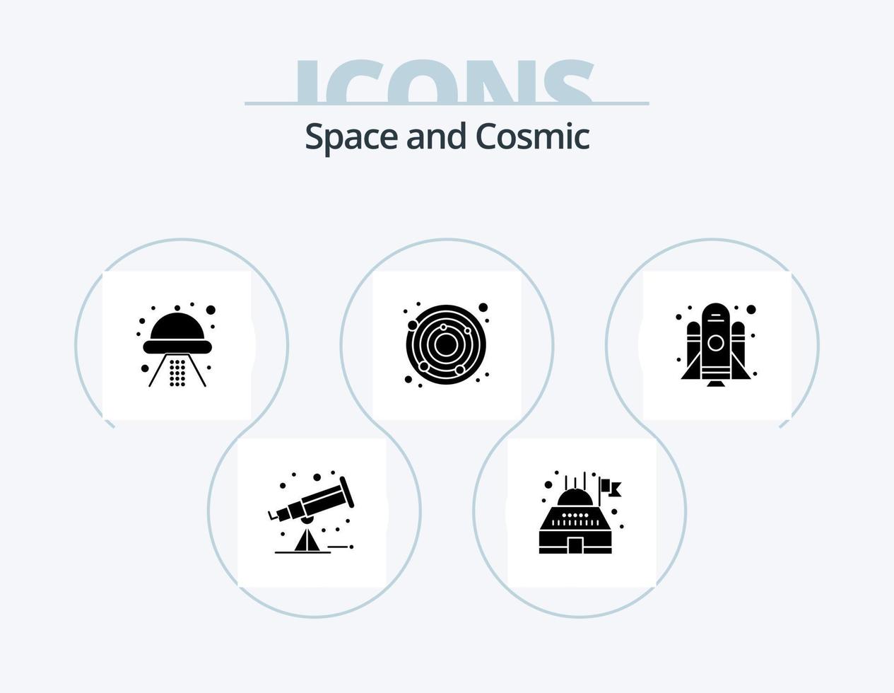 paquete de iconos de glifos espaciales 5 diseño de iconos. . puesta en marcha. espacio. astronave. nadir vector