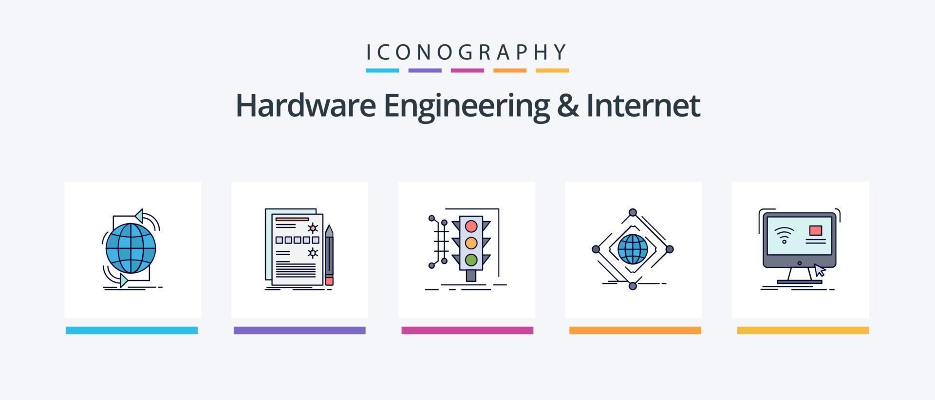 Hardware Engineering And Internet Line Filled 5 Icon Pack Including railway. metro. net. smart. monitor. Creative Icons Design vector