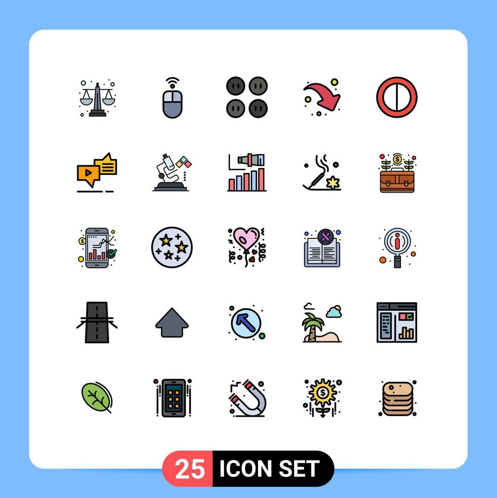 Set of 25 Commercial Filled line Flat Colors pack for connection contrast buttons colors share Editable Vector Design Elements